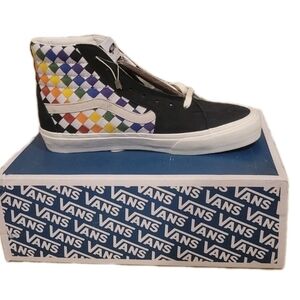 New VANS Vault Pride SK-8 Hi LX Check Leather High Top Sneakers Men's Size 11.5